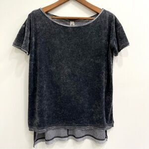 We The Free Doran Gray Crushed Velvet Boxy Tunic Tee XS